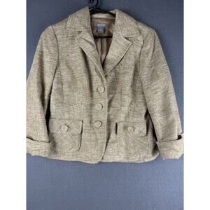 Ann Taylor Tweed Cropped Wool Blazer Size 8 Textured Boucle Office Preppy